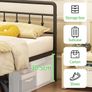 King Size Bed Frame with Victorian Headboard and Footboard, Metal Bed Frame with Heavy Duty Steel Slats Support, Ample Storage Space, Noise Free, Easy Assembly, Black Image 3