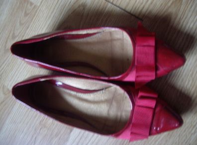 red with ribbon on