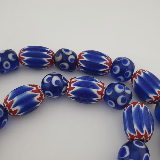 Antique Venetian Style Chevron & Thousand Glass Beads Necklace