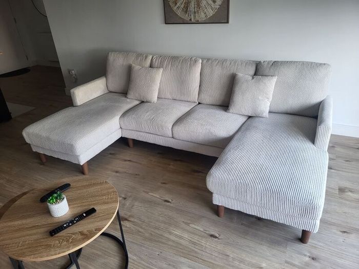 Beige / cream 4 seater sofa with 2 chaise