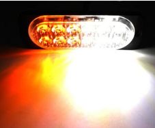 2 X Amber+white 12 Led Recovery Strobe Grill Breakdown Flashing Light Lamp
