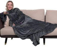 Winthome Wearable Blanket with Sleeves. Soft and Warm for Sofa Lovers. Two Sizes, with Elastic Cuffs, Hook and Loop Fastener MULTIPLE COLOURS/SIZES AVAILABLE (FREE POSTAGE)