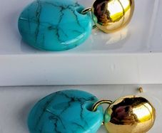 Gold & Turquoise Coin Candy Drop Earrings