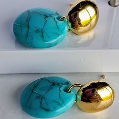 Gold & Turquoise Coin Candy Drop Earrings