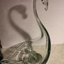 OLD CUT Vintage Handcrafted large glass LITE BLUE OR SEA GREEN swan plants flowers OR candle centerpiece Image 2