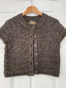 Short Sleeve Cable Knit Cropped Cardigan - Mexx - Size Small