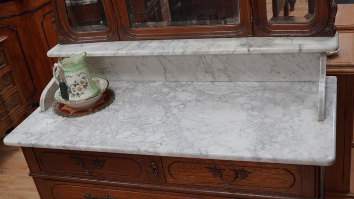 Antique French Oak Dressing Chest with Marble Top