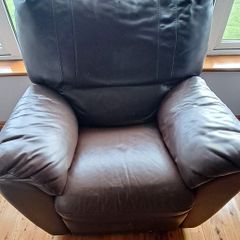 Brown leather recliner.