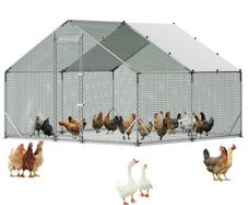 Large Metal Chicken Coop 3 x 3 x 2 m  Walk-in Chicken Run House with Waterproof Cover and Sturdy Frame