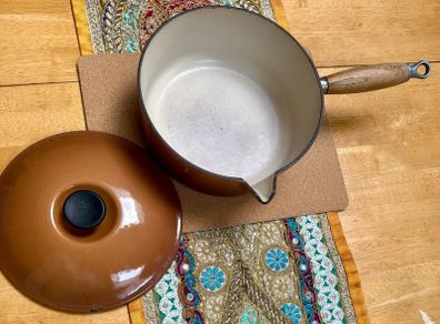 Le Creuset Cast Iron Saucepan with Wooden Handle 22"