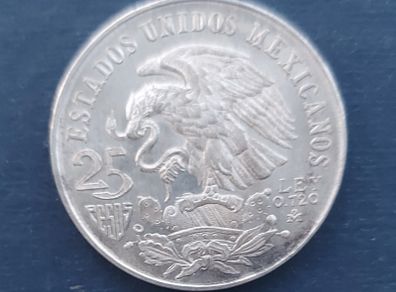 Mexico Olympics 1968 25 Pesos Silver Coin