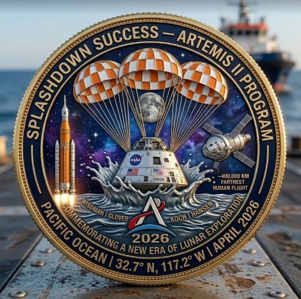 Artemis II Crewed Lunar Mission Splashdown Commemorative Coin
