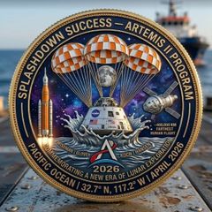 Artemis II Crewed Lunar Mission Splashdown Commemorative Coin