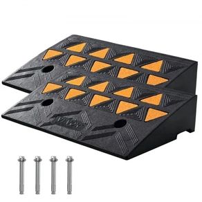 Rubber Curb Ramp 2 Pack, 4.3" Rise Height Heavy-Duty 33069 lbs/15 T Capacity Threshold Ramps