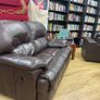 2-Seater Brown Leather Reclining Sofa Image 2