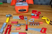 Kids Toy Tool Set with Convertible Backpack Storage Case