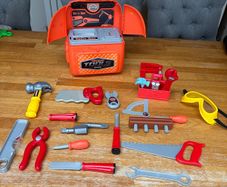 Kids Toy Tool Set with Convertible Backpack Storage Case