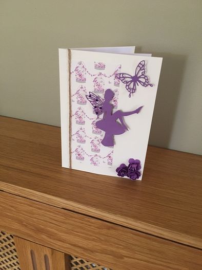 Beautiful handmade purple fairy card