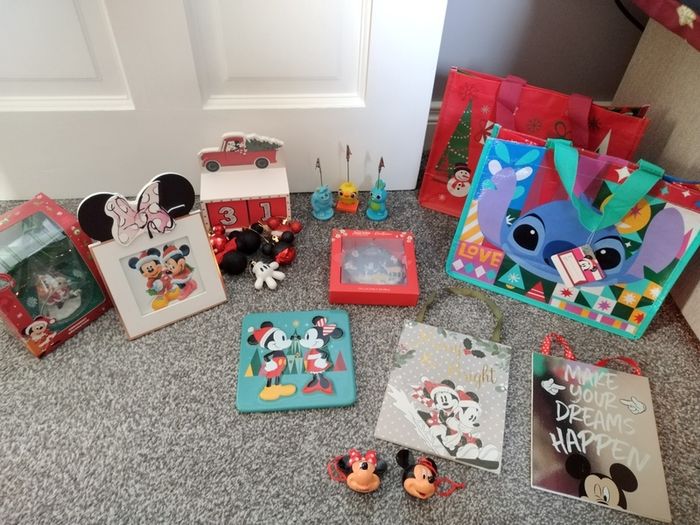 Box Of New as New Disney Christmas Ornaments and Gifts
