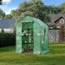 _Walk-In Garden Shed with 10 Shelves Greenhouse with Roll Up Door Tomato House Vegetables Outdoor Garden 143 x 143 x 195 cm Image 2