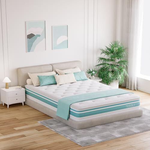 4FT6 Double Mattress, 10 Inch Gel Memory Foam Hybrid - 7 Zone Orthopedic Pocket Sprung Mattress, Medium Firm for Back Pain Relief, 135x190x25 cm
