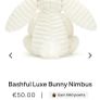 New JELLYCAT Bashful LUXE Bunny Nimbus Image 3