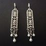 Art Deco Dangle Drop Silver Statement Earrings Image 5