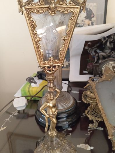 Vintage french cherub lantern lamps