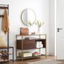 Sideboard Kitchen Cabinet Storage Cabinet with Sliding Door Tempered Glass Side Table Open Compartment Industrial Design for Dining Living Room Chocolate Brown Matt Gold Image 5