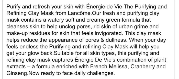 Lancome Purifying Clay Mask