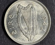 Ireland Excellent 1942 Silver Shilling 1s Coin