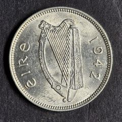 Ireland Excellent 1942 Silver Shilling 1s Coin