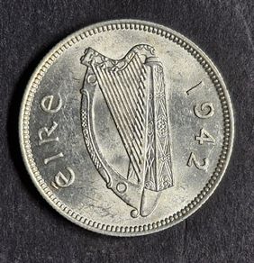 Ireland Excellent 1942 Silver Shilling 1s Coin