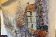 Large Hand Painted Oil on Canvas - Vintage Parisienne Scene
