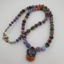 Antique Venetian Style MulitColor Mix Glass & Old Face Glass Pendant Necklace Image 2