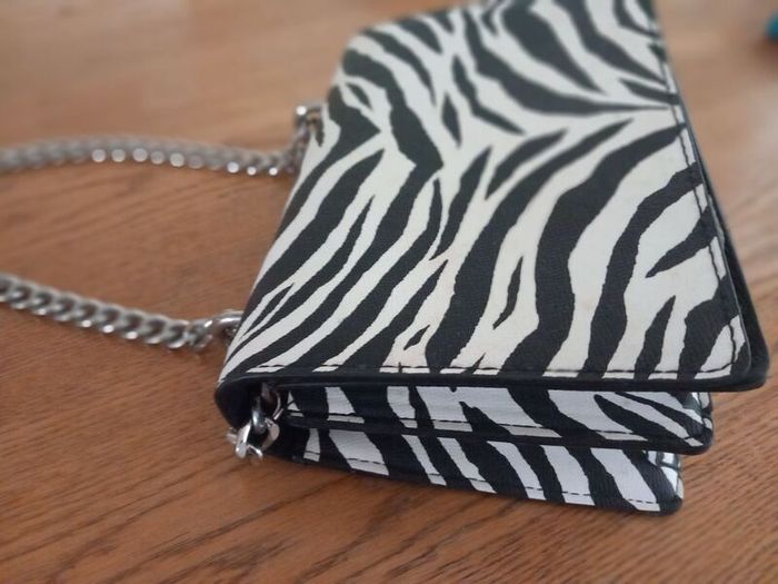 Zebra Print Shoulder Bag with Adjustable Chain Strap
