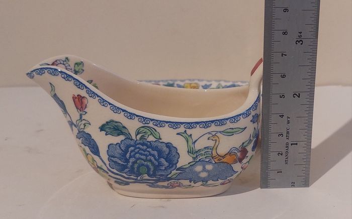 Beautiful Vintage Masons Ironstone Individual Gravy Boat and Matching Underplate in the Regency Pattern, Circa 1940 - Unusual Size