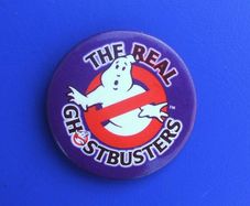 THE REAL GHOSTBUSTERS (animated cartoon series) - a promotional button badge featuring the 'no ghost' logo (c.1986)