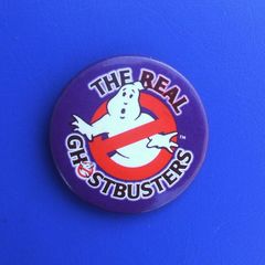 THE REAL GHOSTBUSTERS (animated cartoon series) - a promotional button badge featuring the 'no ghost' logo (c.1986)