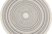 Round Rug Bohemian 4ft Circle Area Rug Cotton Rugs with Geometric Pattern Printed Hand Woven Circle Carpet with Tassels Indoor Floor Mat for Home Kitchen Living Room Bedroom