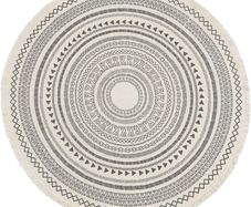 Round Rug Bohemian 4ft Circle Area Rug Cotton Rugs with Geometric Pattern Printed Hand Woven Circle Carpet with Tassels Indoor Floor Mat for Home Kitchen Living Room Bedroom