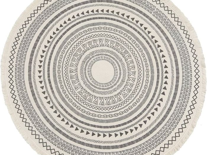 FREE P&P Round Rug Bohemian 4ft Circle Area Rug Cotton Rugs with Geometric Pattern Printed Hand Woven Circle Carpet with Tassels Indoor Floor Mat for Home Kitchen Living Room Bedroom