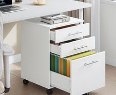 3-Drawer Filing Cabinet, Rolling File Cabinet, Office Drawer for Home Office, for A4 Documents, Hanging Files, Mobile Pedestal on 5 Wheels, White