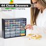 44 Drawer Screw Storage Organiser Cabinet, Wall Mounted Small Parts Storage with Adjustable Dividers, Plastic Tool Drawer Unit for Garage, Workshop & Craft(Black) Image 6