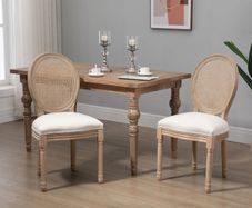 Set of 2 Dining Chairs, Viennese Cane, Solid Wood