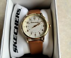 Skechers Womens Glyndon Three Hand Gold Tone Alloy Watch RRP 74