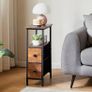 Narrow Side Table Set of 2, Slim Bedside Table with 2 Fabric Drawers, Nightstand for Small Spaces, Sofa Table Image 6