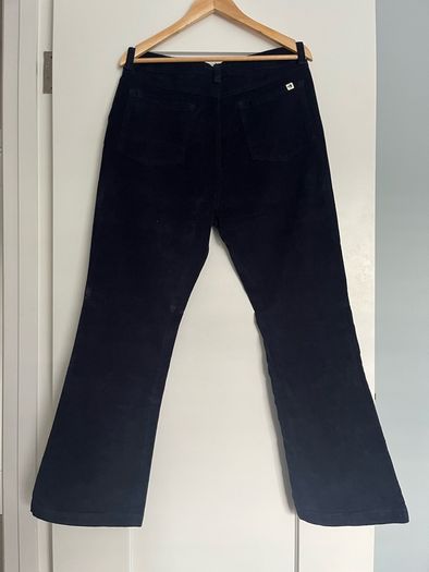 Brakeburn Navy Needlecord Flared Trousers