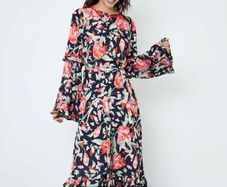 Another Sunday Frill Sleeve Midi Dress - UK 10 / EUR 38