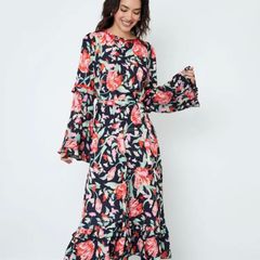 Another Sunday Frill Sleeve Midi Dress - UK 10 / EUR 38
